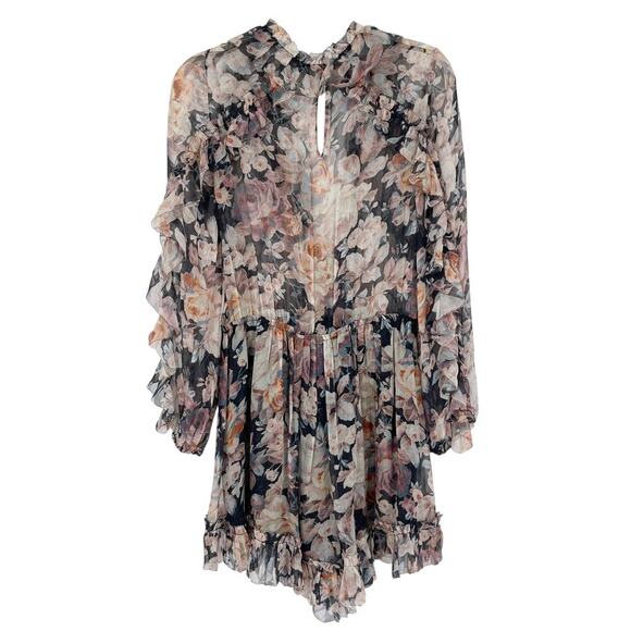 Zimmermann Floral Ruffle Playsuit Size 1 US Size 6 100% Silk Long Sleeve Romper - Picture 5 of 7